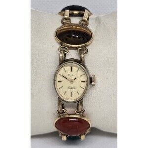 Women's Vintage Pedre 17 Jewel 12 K Gold Filled Egyptian Scarab Gem Watch 12
